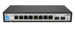 D-LINK DGS-F1100-10PS-E/E 10-PORT 10/100/1000BASE-T LONG RANGE 250M POE+ SMART SWİTCH WİTH 8 POE PORTS, 2 SFP PORTS, 96W POE POWER BUDGET, (802.3AF/802.3AT SUPPORT), EU PLUG - D-LINK