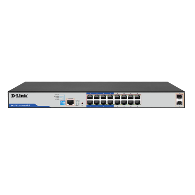 D-LINK DGS-F1210-18PS-E 16-PORT 10/100/1000BASE-T LONG RANGE 250M POE+ SMART SWİTCH WİTH 16 POE PORTS, 2 SFP PORTS, 150W POE POWER BUDGET, (802.3AF/802.3AT SUPPORT) (UK/EU PLUG) - 1