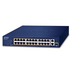 PLANET PL-FGSD-2621P 24-Port 10/100TX 802.3at PoE + 2-Port 10/100/1000T + 1-Port Shared 1000X SFP Desktop Switch (185 Watts) - 1