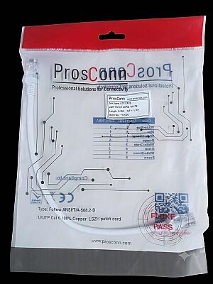 ProsConn Cat6 UTP Patch Cord LSZH 0,30 Mt. White - 1